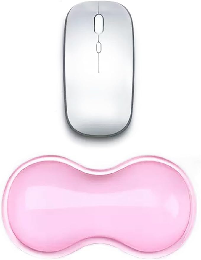 Mouse Wrist Rest Pad, 5.71" Ergonomic Cool Silicone Gel Wrist Support Pad for Effortless Typing & Pain Relief, Non-Slip Base Wrist Support Cushion for Gaming, Computers, Laptops, Office Use Pink