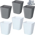 Eccliy 6 Pack Small Trash Cans for Bathroom Plastic Trash Can with 3 Rolls of Bags Small Wastebasket Garbage Bin Container, Bedroom, Home Office, Living Room, Kitchen (Gray,White)