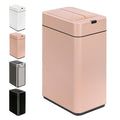 Sensor Trash Can with Butterfly Lid 2.6 Gallon Rectangular Automatic Garbage Can, Stainless Steel Trash Bin, Slim Waterproof Wastebaskets with Lid Soft Close for Under Counter, Pink