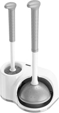 Toilet Brush and Plunger Set: 2-in-1 Heavy Duty Toilet Plunger and Bowl Brush Combo with Holder for Bathroom Cleaning - White