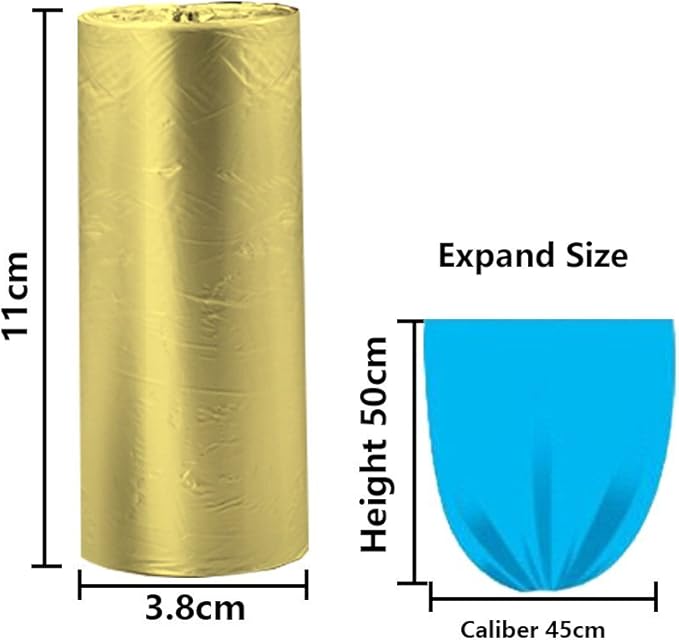 5 Rolls Small Trash Garbage Bags, 4 Gallon Strong Thin Material Disposable, Kitchen, Durable Plastic Trash Bags for Office Home Bedroom Garden Waste Bin, 100 Counts (Golden)