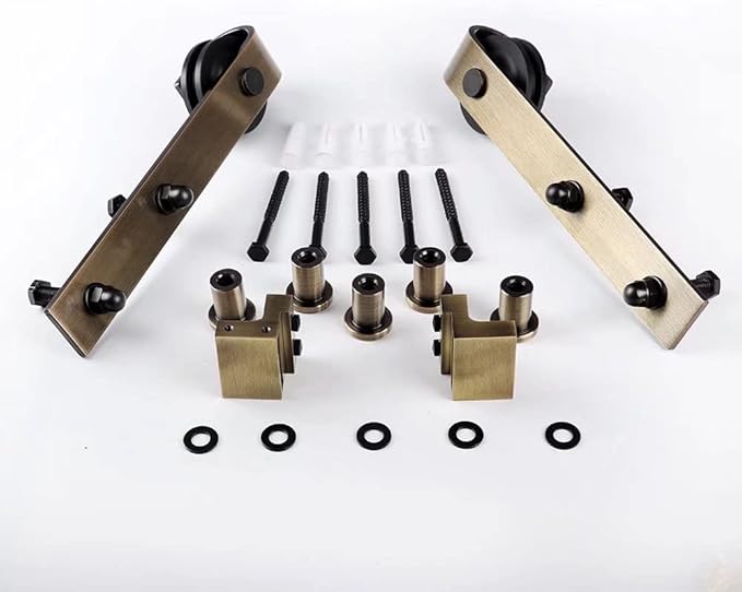 6.6FT Classic Brass Sliding Barn Door Hardware Kit for Interior Door Brushed Gold