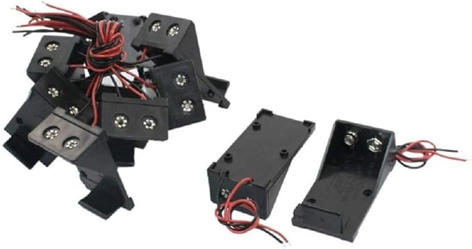 10pcs Two Wire Leads Spring Clip 9V Battery Holder Case Storage Box