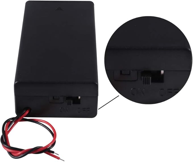 2Pcs18650 Battery Storage Case 2 Slots x 3.7V for 2x18650 Batteries Holder Box Container with ON/Off Leads and Switch