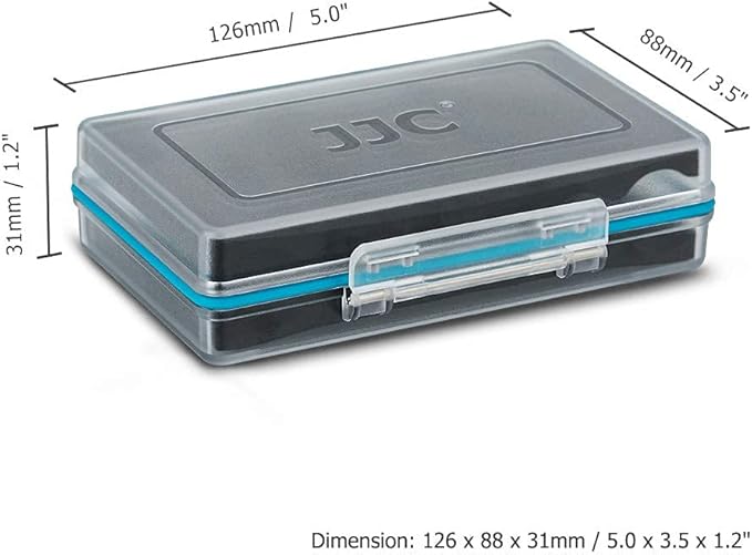 JJC Compact 18650 Battery Storage Case Holder Organizer, Hard Plastic Battery Box for 6pcs 18650 Batteries, Water-Resistant and Easy to Carry