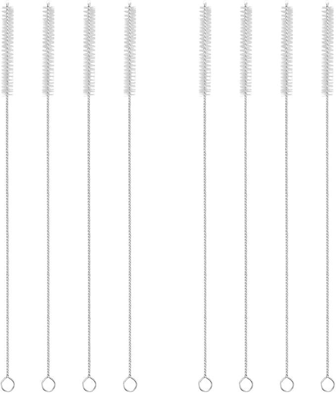 GFDesign Drinking Straw Cleaning Brushes Set 17" Extra Long 1/2" Extra Wide Pipe Tube Cleaner Nylon Bristles Stainless Steel Handle - 17" x 1/2" (12 mm) - Set of 8