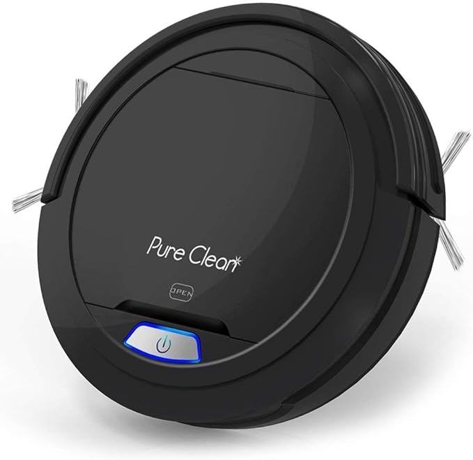SereneLife Robot Automatic Vacuum Cleaner - Upgraded Lithium Battery 90 Min Run Time - Bot Self Detects Stairs Pet Hair Allergies Friendly Home Cleaning for Carpet Hardwood Floor - PUCRC26B, Black