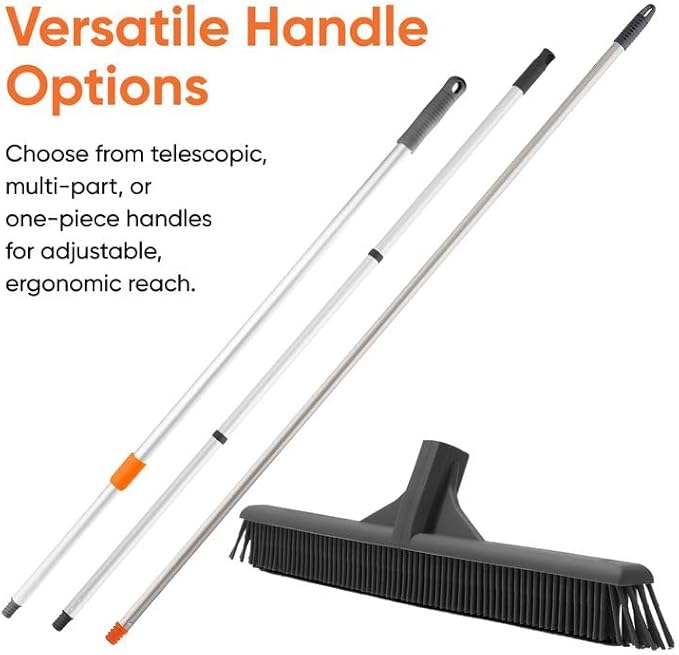 Superio Silicone Broom Head – Carpet Rake & Rubber Broom for Pet Hair on Carpet & Hardwood Floors, Slim Design for Floor Cleaning – Head Only