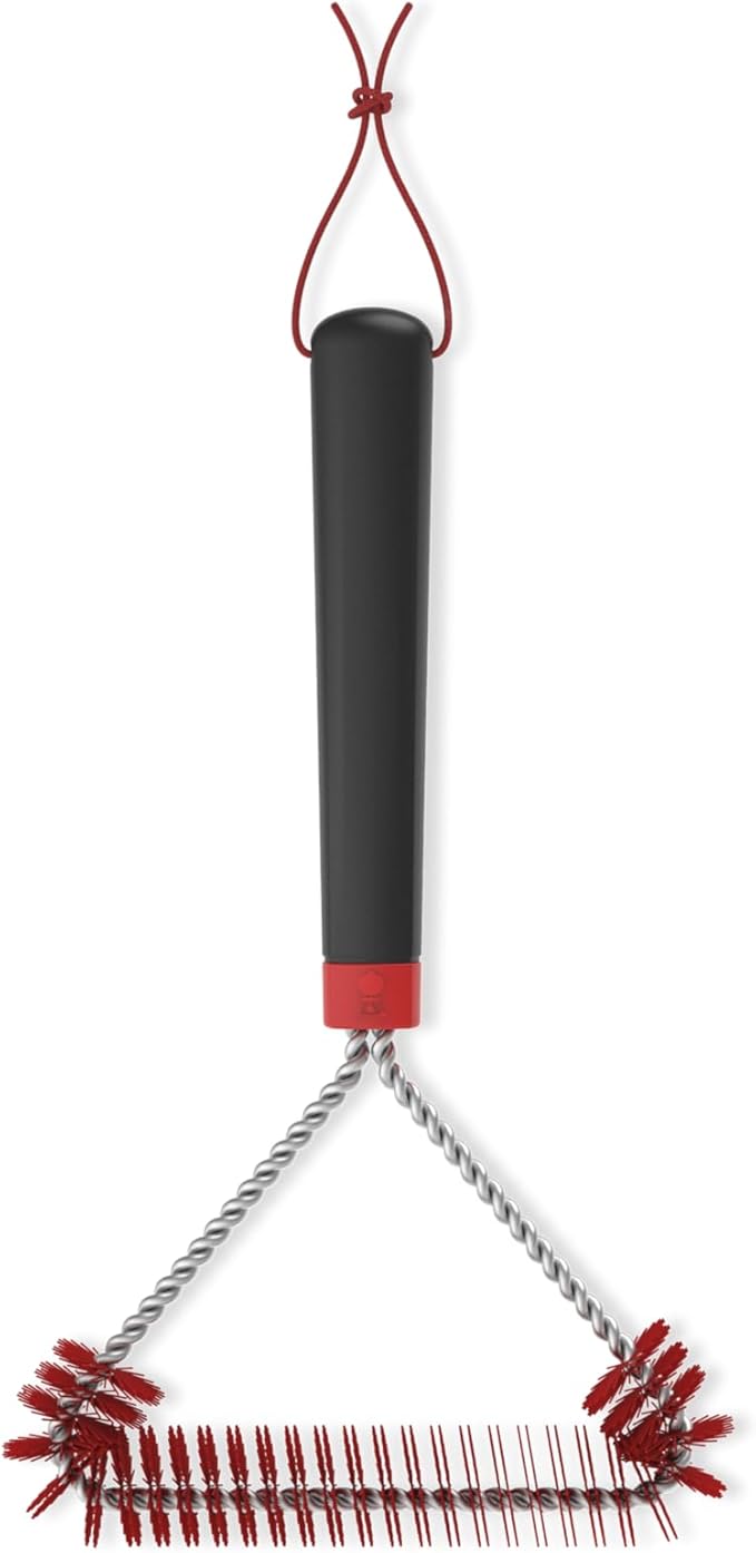 Weber Cold Clean Grill Brush, 12" – Heavy‑Duty Nylon Bristle Brush for Cleaning Cool Grates, 3-Sided T-Shaped Design