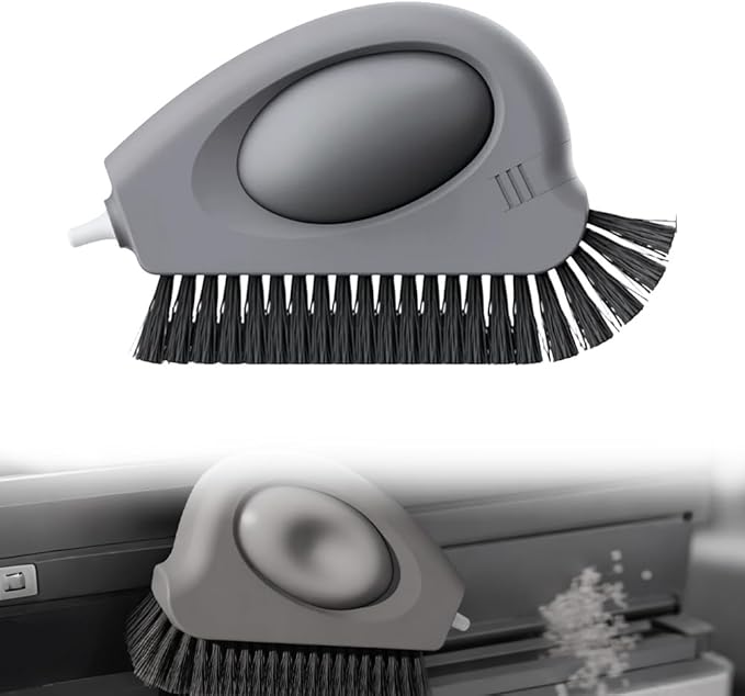 2 in 1 Groove Cleaning Brush, 2025 New Window Track Cleaning Tools, Multifunction Window Track Cleaner with Hard Bristle and Hidden Scraper, Crevice Brush for Sliding Door Track, Window Seal, Sill (1)