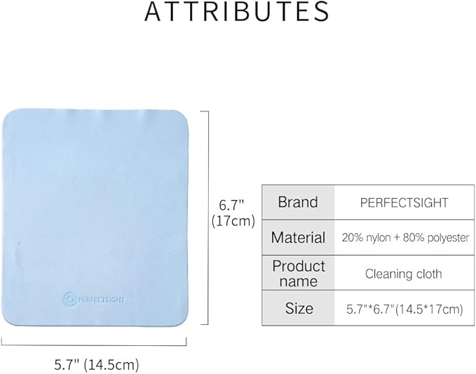 PERFECTSIGHT Microfiber Cleaning Cloth | Eyeglass Lens Cleaner [6 Pack, 5.7x6.7 Inch] Glasses, Phone, Camera, Computer Screen Cleaning | Safe for All Coated Lenses (Blue)