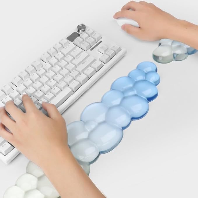 YOWKA Ergonomic Wrist Rest Set for Keyboard and Mouse, Cooling Gel Support (Grey)