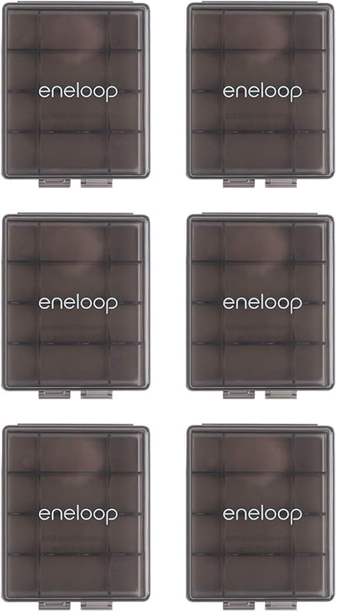 Eneloop Panasonic BQ-CASEK6SA pro Battery Storage Cases with 4AA or 5AAA Battery Capacity, Obsidian Gray (Pack of 6)