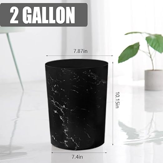Feisco Small Trash Can for Bathroom, 2 Gallon Trash Can Trash Bin Wastebasket Garbage Can for Kitchen,Bathroom Office, Bedroom,Dorms,Laundry Room (Black, 1 Pack)