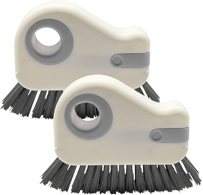 YoRise 2 in 1 Car Groove Cleaning Brush, Multifunctional Hard Bristle Car Window Track Cleaner Tool with Hidden Scraper, Universal Auto Door Crevice Cleaning Accessories for Window Sill(Gray-2PCS)