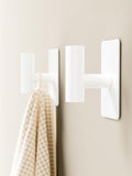 Towel Hooks for Bathrooms – 2 Pack, Smooth White Finish, T-Shaped Stainless Steel Adhesive Wall Hooks for Robes & Towels in Kitchen, Shower, or Closet