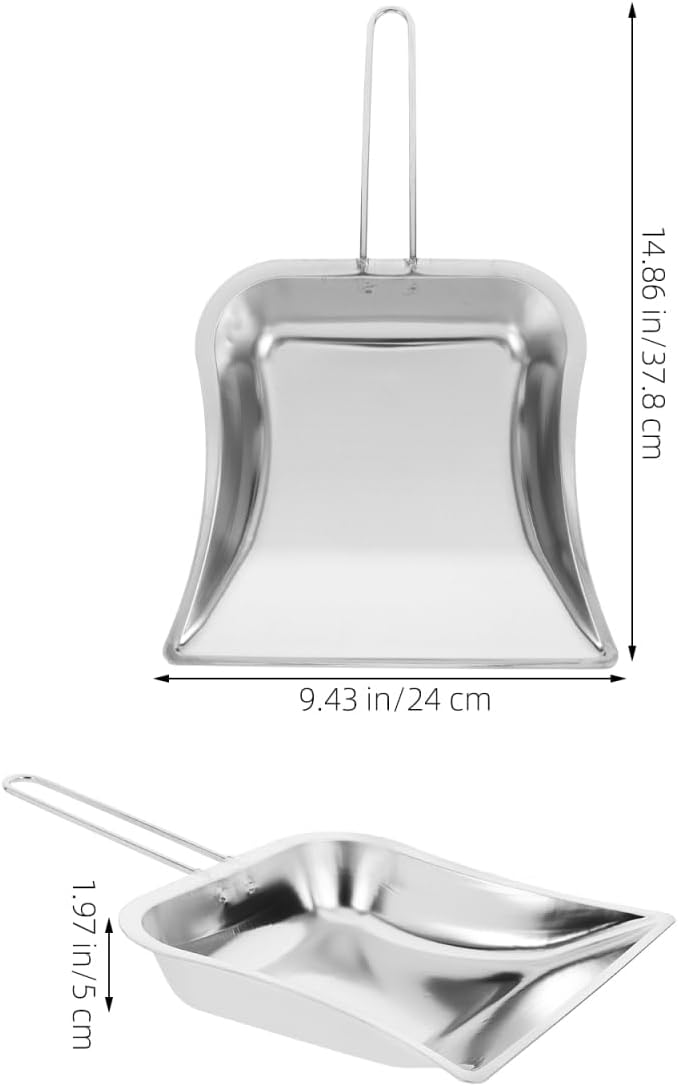 Mini Dust Pan for Table Metal Dust Pan and Brush Sets Stainless Steel Shovel for Fireplace Small Dustpan Desk Silver