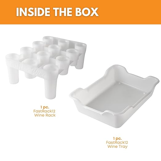 FASTFERMENT - 12-Bottle Drying Rack & Tray| Bottle Drying Tree Alternative | Dry & Store your Wine or Bomber/Belgian Bottles | Stackable | White | Dishwasher Safe | Home Brewing Supplies