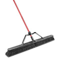 Libman Commercial 850 Smooth Surface Heavy Duty Push Broom, 65" Length, 36" Width, Black/Red (Pack of 3)