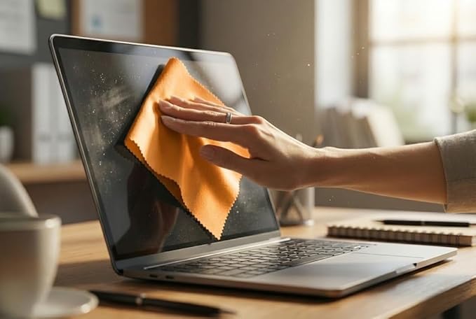 Microfiber Polyamide and Polyester Cleaning Cloth for Everywhere, Glasses, Screens & Delicate Surfaces – Soft, Camera Lens, Car Interior, Piano Black, Lint-Free, Reusable Zigzag Edge (Mustard Yellow)