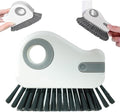 2 in 1 Groove Cleaning Brush Window Track Cleaning Tools, 2024 New Hard Bristle Crevice Cleaning Brush with Hidden Scraper, Shutter Door Window Track Kitchen Cleaning Brushes Kit (2, White)