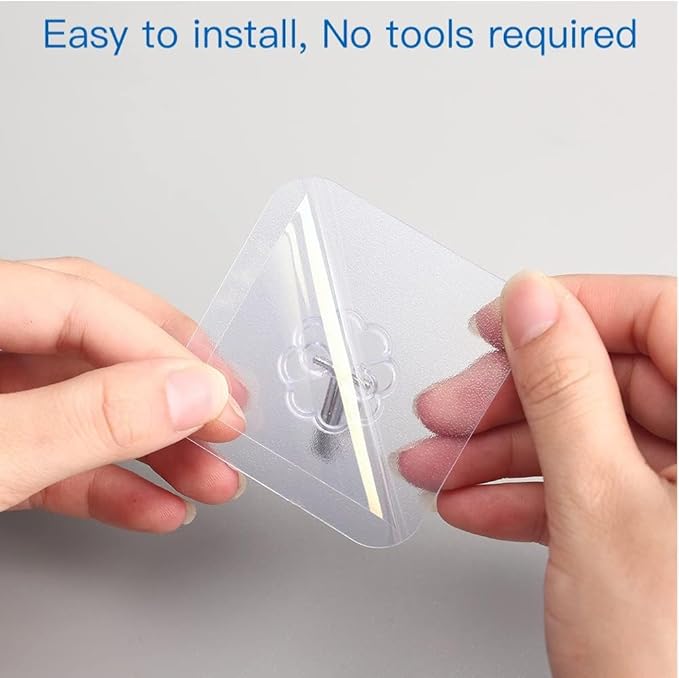 Adhesive Hooks, 12 Pack Heavy Duty Sticky Hooks, Transparent Removable Adhesive Hooks for Hanging, Wall Hooks Can be Used for Kitchen Bathroom Shower Outdoor Home Improvement, Waterproof and Rustproof