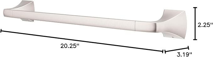 Pfister Bruxie Bath Towel Bar for Bathroom, 18-Inch, Wall-Mounted, Screw-in, Spot Defense Brushed Nickel Finish, BTBBIE1GS
