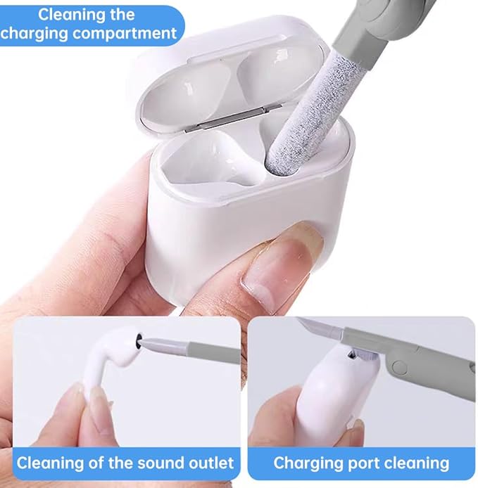 7 in 1 Electronic Cleaner Kit,Keyboard Cleaner Laptop Monitor Computer Keyboard Brush for Earphones Mobile Phones Tablets Laptop and Camera(Color:Grey)