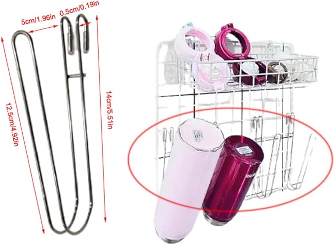 Bottle Drying Rack with Hanging Hook Attachment to Dish Drying Rack Space Saving Baby Bottles Holder Dryer for Kitchen Sink Caddy Organizer Cups Glass Tumblers Wine Decanter Mugs Mason Jars
