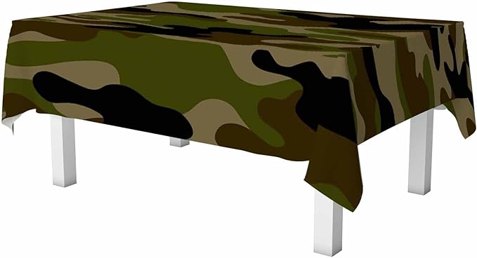 Navy Table Cover 52x70 Classic Army Green Solider Print Brown Black Olive Table Cloth Rectangle Table for Banquet Party Decorative Outdoor Picnic Dining Kitchen Table Cover