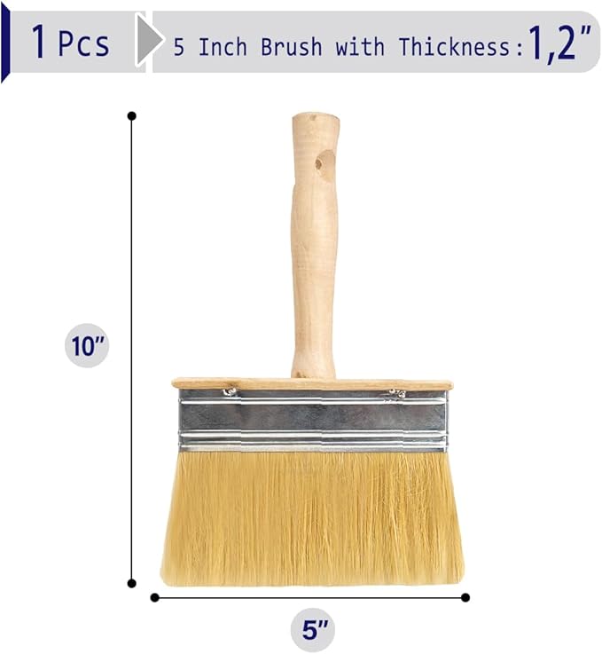 BKTLCAU Deck Brush for Deck Stain Applicator，5” Paint Brush for Quick Decking，Stain Brushes for Walls and Furniture Paint Application，Wide Paint Brushes, Wooden, 5-inch