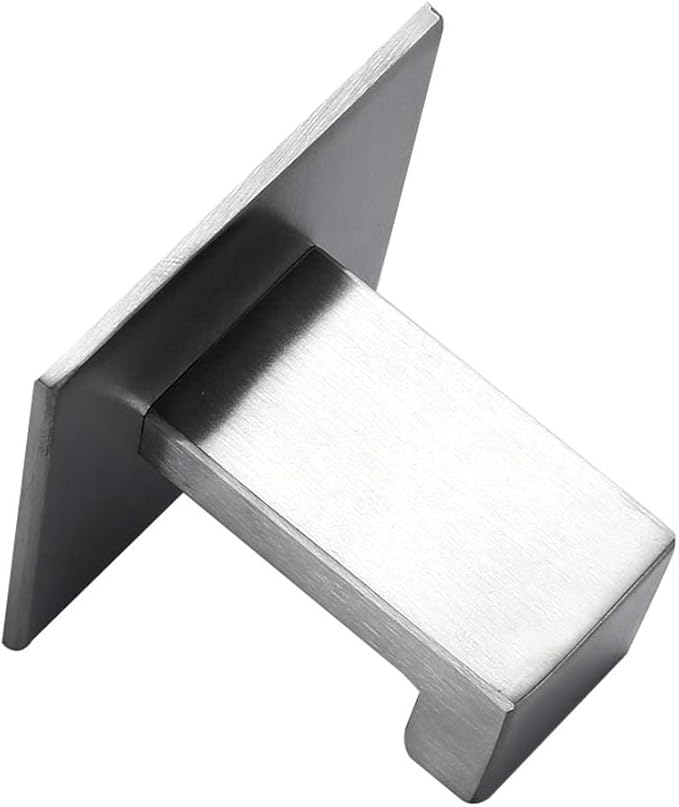 Flybath Coat Hook SUS 304 Stainless Steel Square Towel Robe Hooks Wall Mounted Self Adhesive (No Drilling), Brushed Finish - 2 Pack