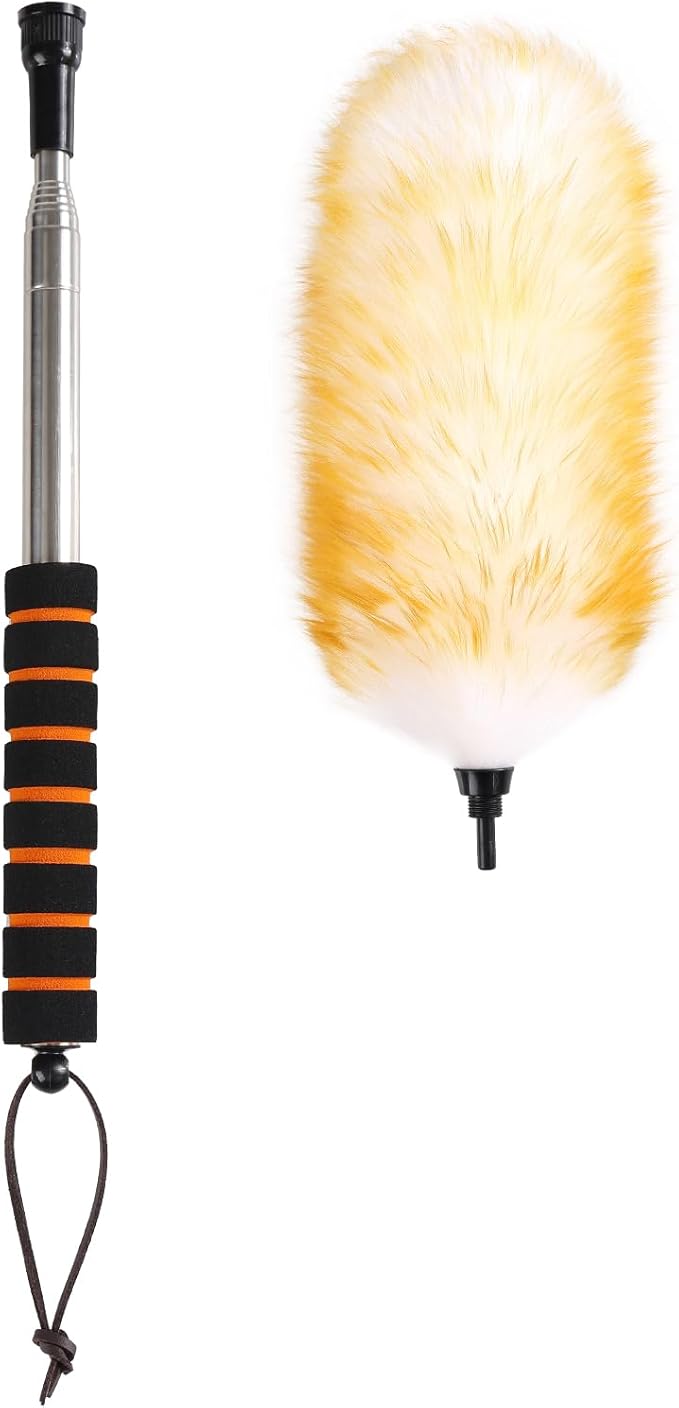 Wool Duster with Telescopic Rod Natural Cleaning Dusters for Sweeping The Corners of Ceilings Suspension Aircondition
