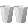 Bathroom Trash Can 1.8 Gallon Small Waste Basket Plastic Plastic Garbage Can for Dorm Office Bedroom Kitchen, 2 Pack White