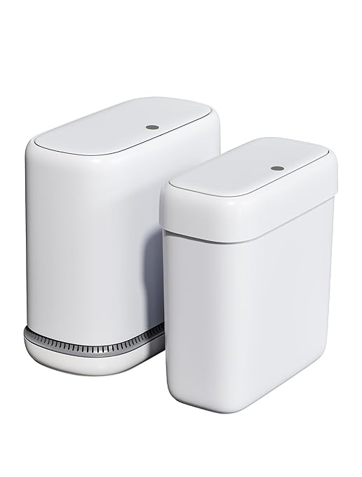 Bathroom Trash Can with Lid, Slim 3.3 Gallon Vacuum adsorption Garbage Bin, Narrow Press Top Waste Basket for Odor Control & Dog Proof for Bathroom Bedroom Office Home
