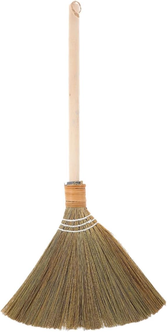 SAFIGLE Handwoven Miscanthus Straw Broom Soft Bristle Indoor Sweeper Removable Design for Living Room Bedroom Kitchen Cleaning