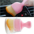 Car Brush, Curved Design Vehicle Interior Detailing Dust Collectors, Dirt Dust Cleaning Tool for Dashboard Air Conditioner Vents Computer, Universal Automotive Accessories (Pink)