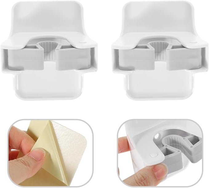 Amosfun 4pcs Broom Holder Wall Mount Mop Grippers Self Adhesive No-Drill Mop Clip Dustpan and Broom Organizer Rack for Bathroom and Kitchen