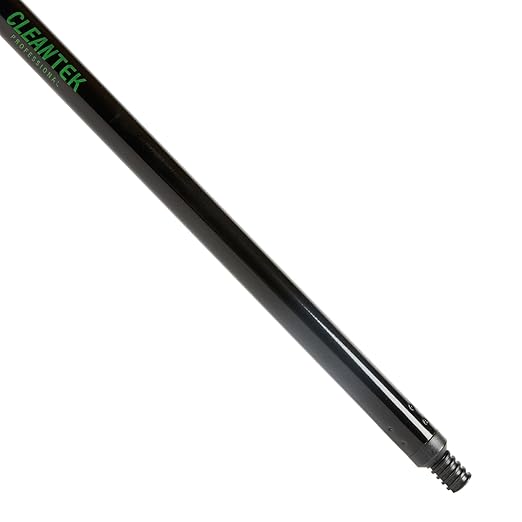 Restaurantware-BROOM HANDLE ONLY: Clean Tek Professional 48 Inch Threaded Broom Handle, 1 Angled Stick - Head Sold Separately, Ergonomic, Black Steel For Cleaning