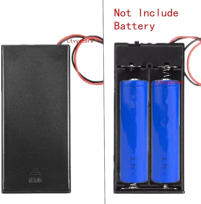 Plastic 18650 Battery Storage Case 2 Slots x 3.7V for 2x18650 Batteries Holder Box Container with ON Off Switch Set of 5
