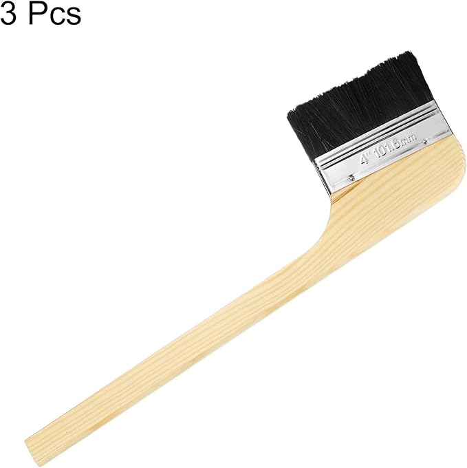 HARFINGTON Paint Brush 3Pcs 4" Brush Width Reusable Variety Angled Bend Brushes Radiator Paint for All Latex Oil Painting Furniture Walls Treatment, Black