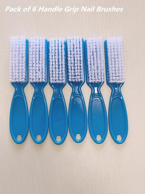 6Pcs Nail Brush for Cleaning Fingernails, Handle Grip Cleaning Brush for Nail and Toenail, Nail Dust Brush Manicure Pedicure Tools Scrubbing Brush Women Men Home Salon(Blue)