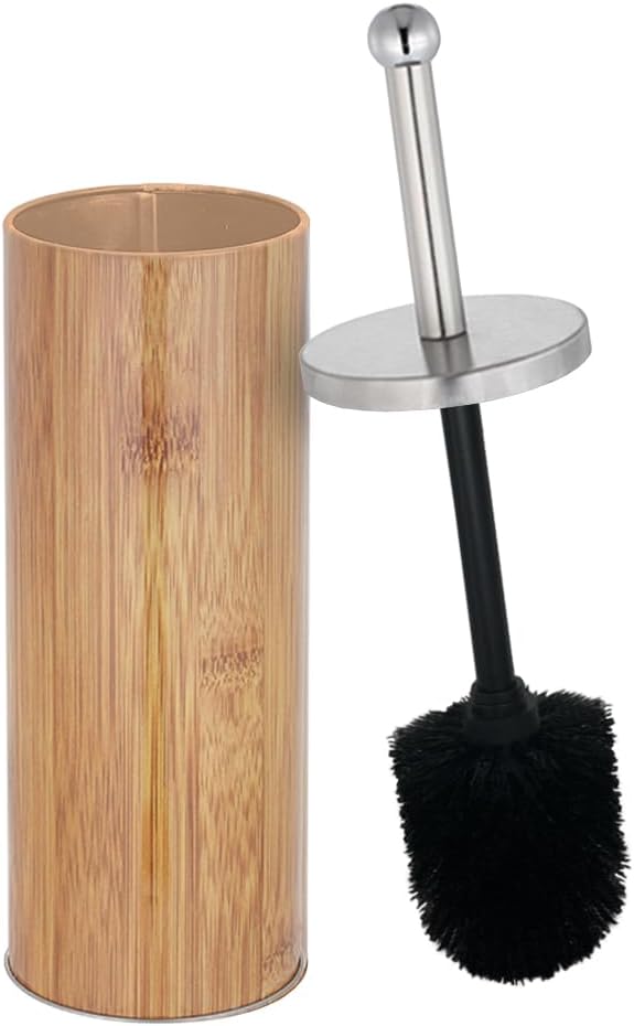 Zahari Home Woodland Toilet Bowl Brush and Holder, Metal, Natural