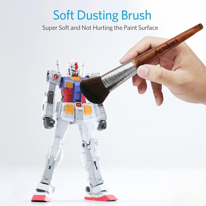3PCS Model Cleaning Brush Kit (Premium Wooden Handle) Soft Figure Duster Brush, Professional Model Dusting Brush for Statues, Collectible Figurine, Hobby Crafts