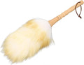 Multifunctional Cleaning Brush Duster, Wooden Handle Lambswool Duster for Blinds, Table, Piano with Soft Lambswool, Beechwood Handle (Long Handle
