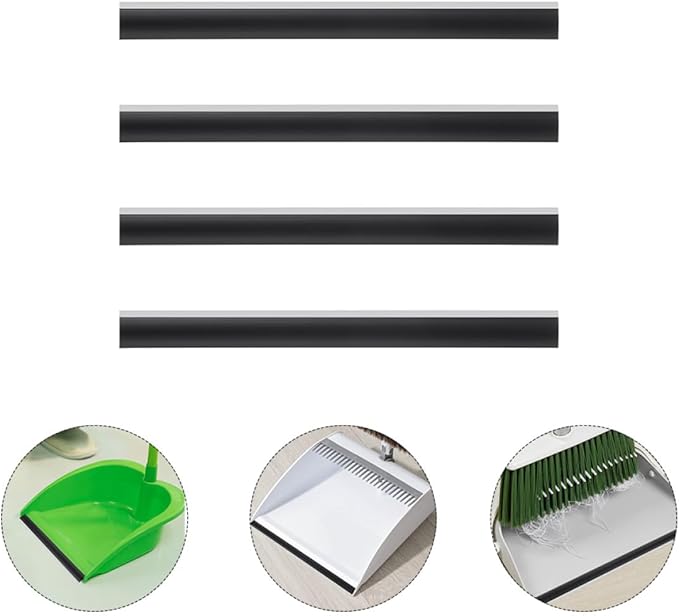 8pcs Dustpan Rubber Edge Replacement Strips 26cm Soft Black Rubber Lip Accessories for Household Cleaning Tools Sturdy Dustpan Parts for Home and Office Use