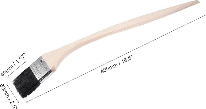 uxcell Bent Radiator Paint Brush 17" Length 2.5" Width Bristle with Long Wood Handle for Wall Treatment Black