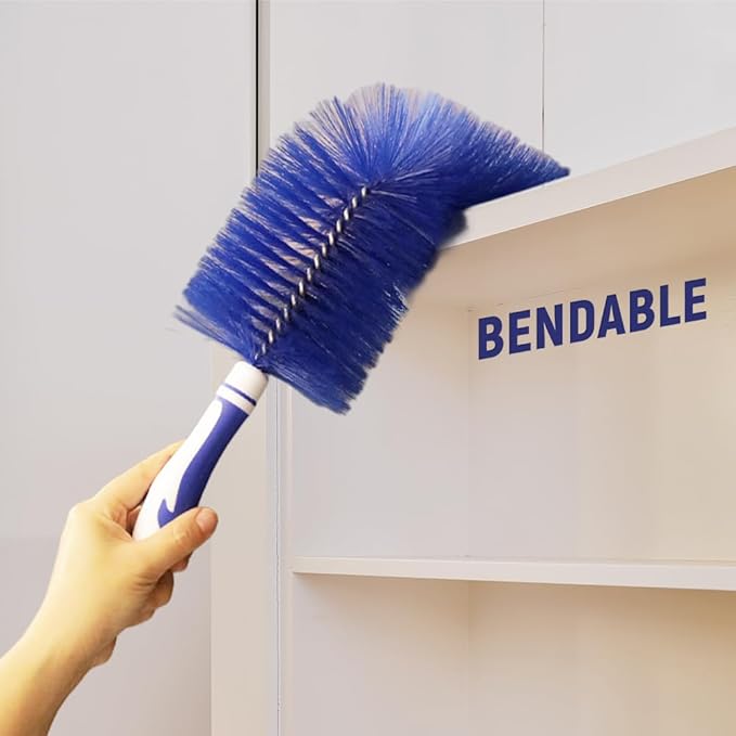 Fan Cleaner Brush, 2025 New Bendable Dusting Brush for Electric and Blind, Reusable Microfiber Dust Collector, Non-disassembly Cleaning (2Pcs Blue)