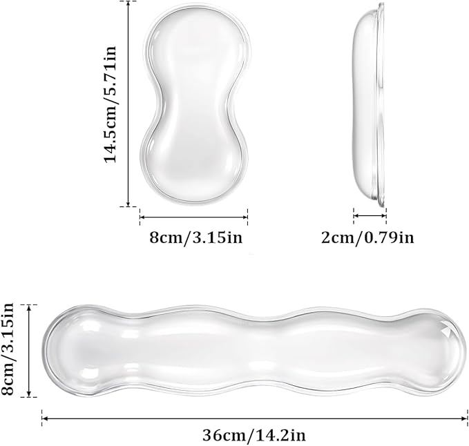 Clear Gel Wrist Rest for Keyboard and Mouse Soft Comfortable Wrist Support for Keyboard Cute Wrists Rest Set Suit for 60%/75% Keyboards and 14In Notebook Game Work(Transparent White)