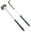 SUNRISE Fryer Brush with Long Handle (Stainless Steel with Plastic Handle, L and Double Brush)